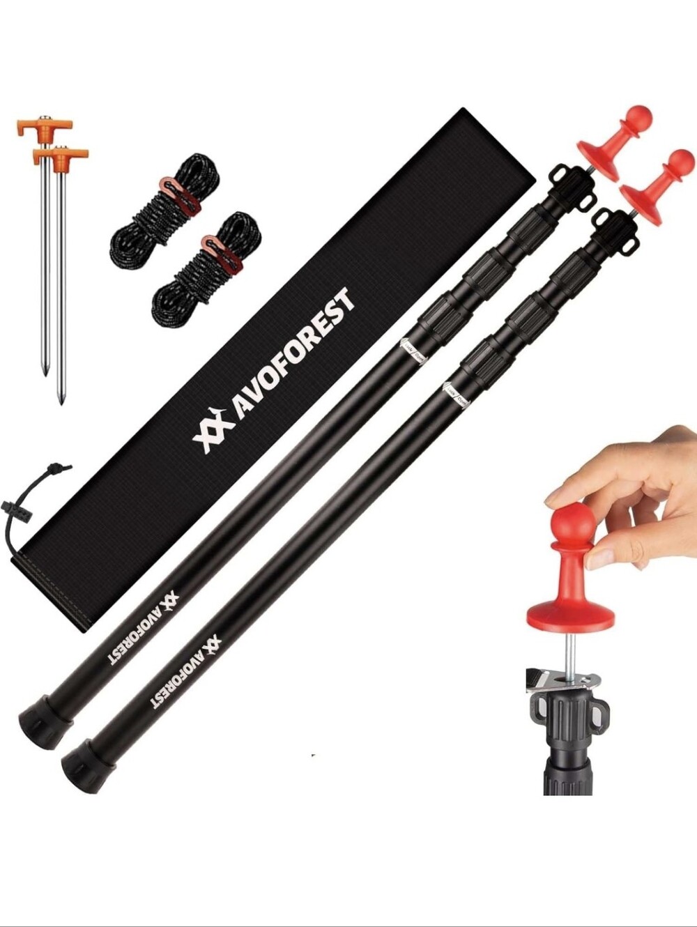 Tarp Poles Heavy Duty Adjustable, AVOFOREST Aviation Aluminum 8.7FT Telescoping